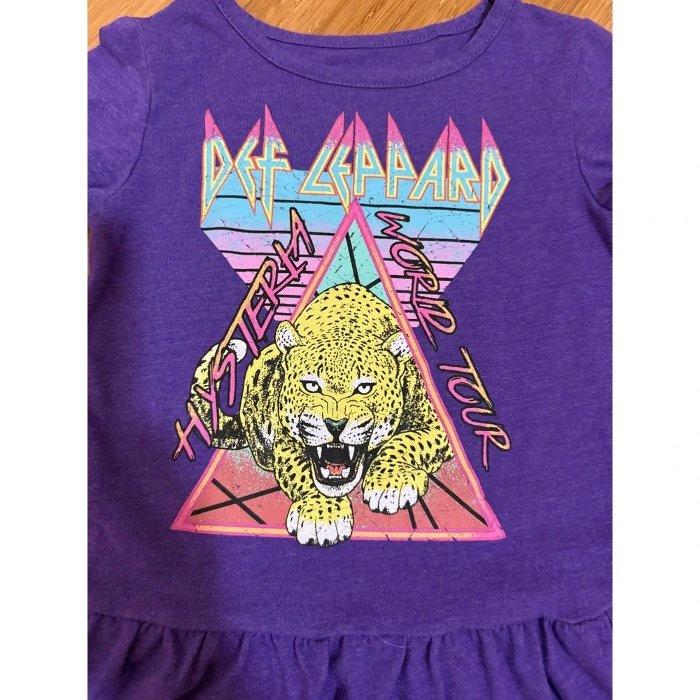 Def Leppard Graphic Dress Toddler‎ 4T Purple Excellent Hysteria World Tour 1987